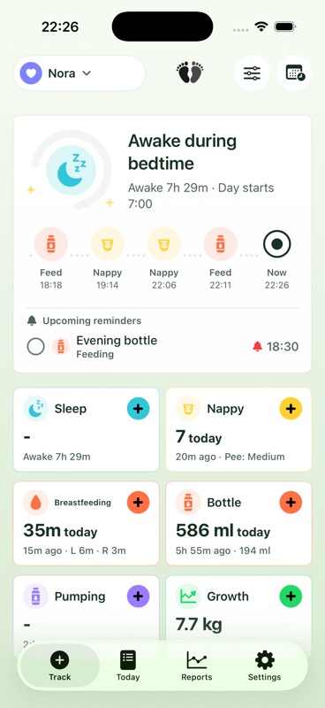 Baby Tracks tracking dashboard